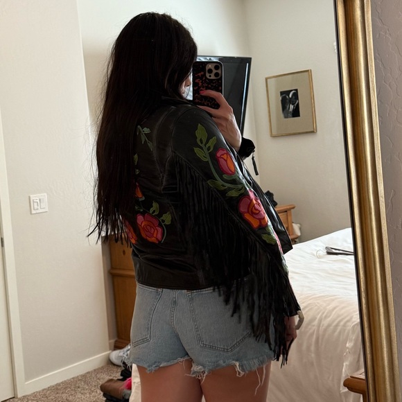 Free people leather and fringe jacket - Picture 2 of 5